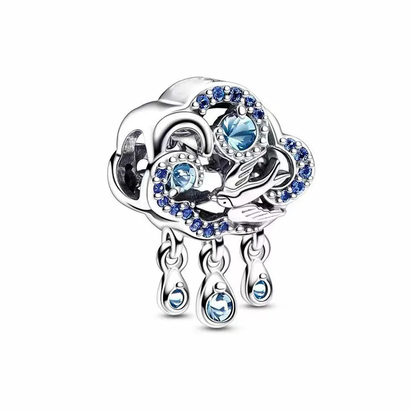 Abalorio de estrella de corazón para mujer, Pulsera Original, joyería de , azul, Océano, Tortuga, pulpo, serie,: Plata