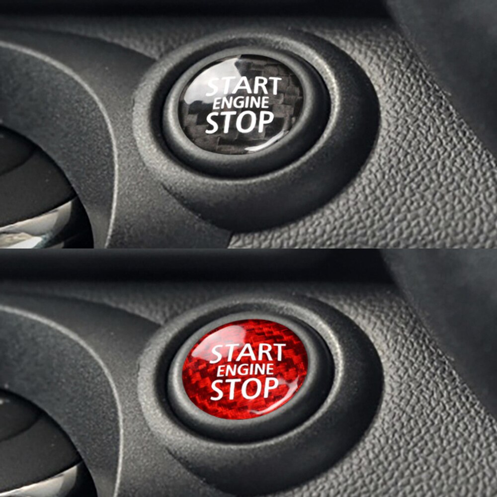 Fibra de carbono interior do motor start stop push button capa guarnição start stop um botão para mini cooper r55 r56 r58 r60