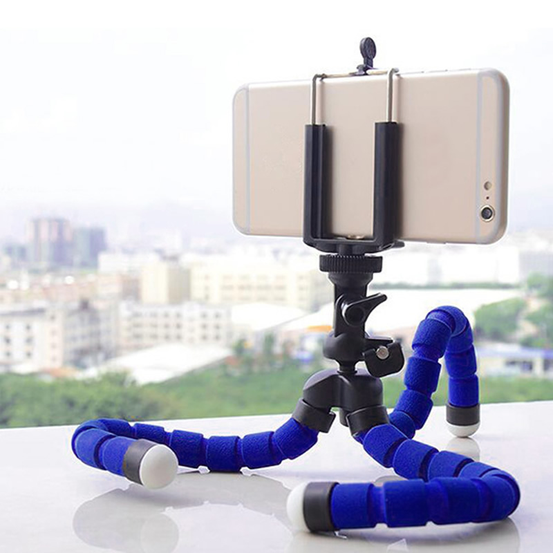 OOTDTY Mini trípode azul Flexible pulpo soporte montaje para Apple iPhone