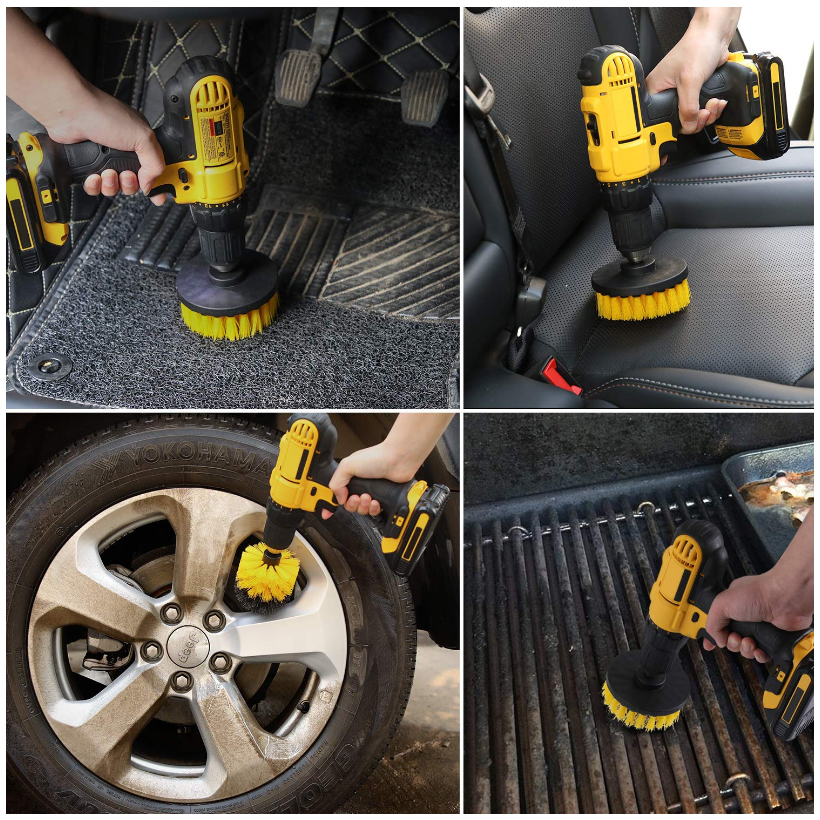 Kit de escova furadeira, 4 unidades, escova esfregador para limpeza banheiro banheiro banheira escova de limpeza broca kit de limpeza d30