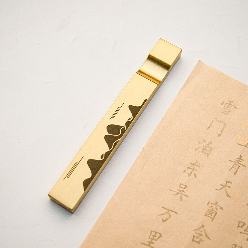 Brass Paperweights Chinese Calligraphy Painting Paperweights Pisa Papeles Grooved Paperweight Brush Rest Paper Pressing Prop: A 1pcs