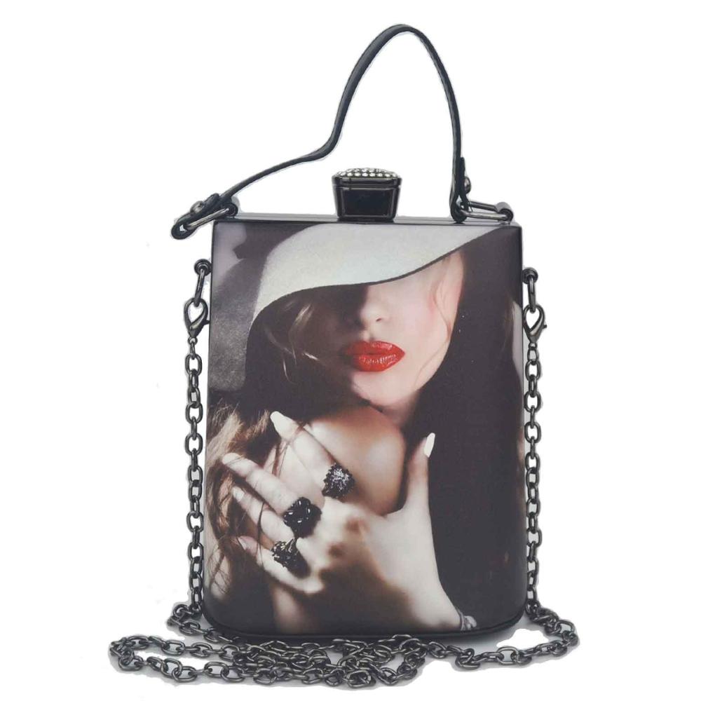 dibujos animados personajes cara pintura bolso PU mujeres embragues bolsas bolsos señora bandolera bolso noche embrague monedero: H