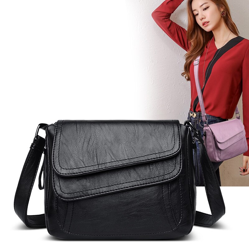 Retro Effen Kleur Pu Lederen Schoudertassen Voor Vrouwen 2021Fashion Casual Laag Luxe Mode Messenger Bags