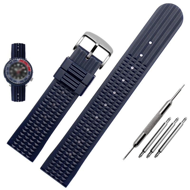 Siliconen Rubber Horloge Band 20Mm 22Mm Horlogeband Voor S-Eiko SRP777J1 Horloge Band Duiken Waterdichte Armband Blauw kleur: blue silver buckle / 20mm