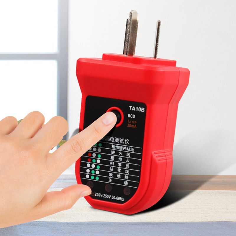 Socket Tester Three-phase Line Circuit Polarity Socket Detector Wall Plug Tester F3MB
