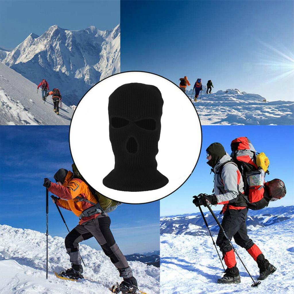 2x Adult Winter 3-Hole Balaclava Warm Knit Knitted Full Face Ski Cover Mask
