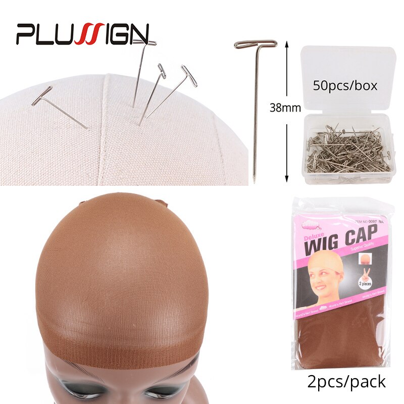 Tête de mannequin noire tripode réglable, 1 tête de perruque en toile, 1 pièce avec 50 broches en t, 2 blocs de bonnet de bas, support de perruque