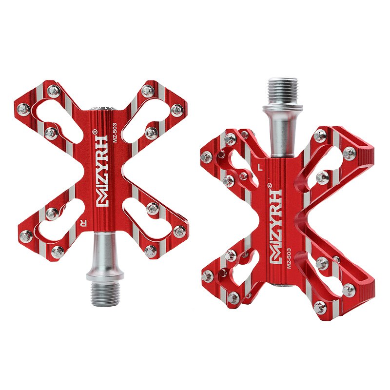 MZYRH 503 Bicycle Pedals MTB Mountain Bike 3Bearing Pedal CNC Machined Aluminum Alloy Ultralight Pedals Road Bicycle Accessories: MZ-503 Red