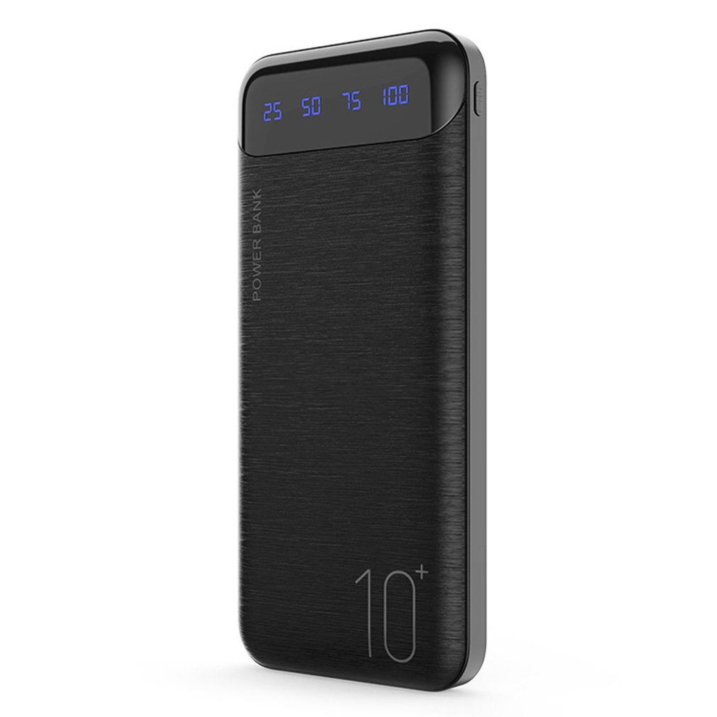 Snelle Charging10000mAh Power Bank Draagbare Mobiele Voeding Met Digitale Scherm Batterij Oplader Voor Xiaomi Iphone: Black