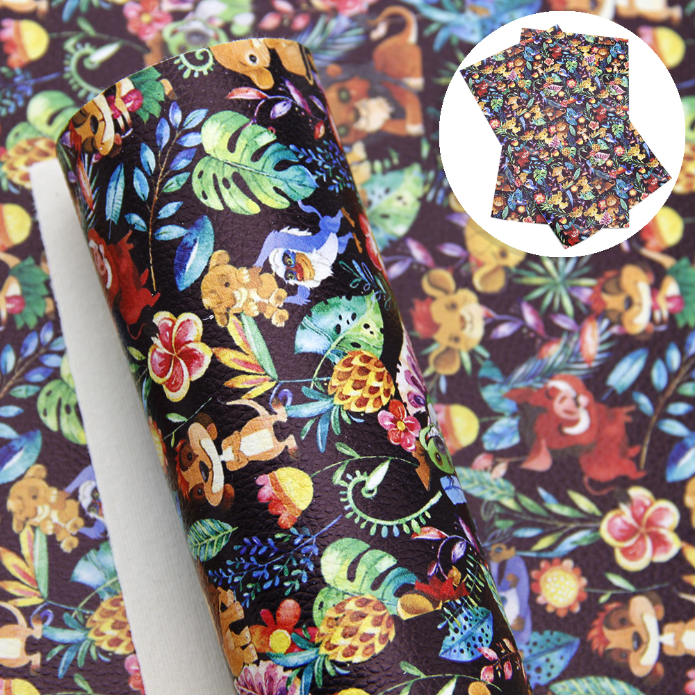 20*34cm Cartoon Princess Printed Lychee Faux Leather Artificial Synthetic Leather Fabric Vinyl Sewing DIY Bows Material,1Yc9596: 1090570036