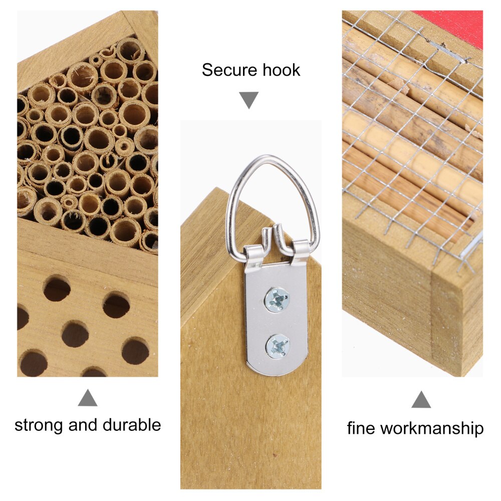 Bee House Hotel for Solitary Bee Outdoor Hanging Wooden Bee House Garden