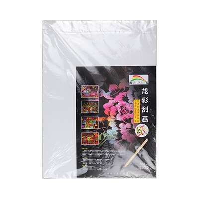 Educational Magic Color Scratch Paper 4K/8K/16K/A4 Black Coated Painting Paper With Drawing Stick Kids Scraping Painting Doodle: 4K