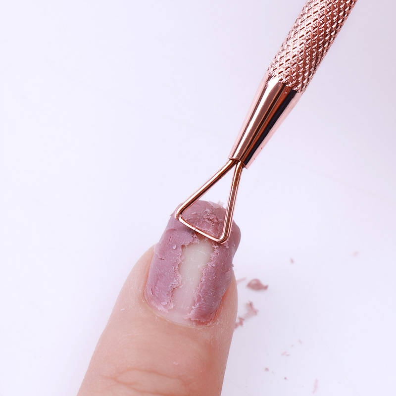 Varilla de acero inoxidable de silicona rosa y oro, removedor de Gel UV para cutículas, herramienta artística para uñas, 1 unidad