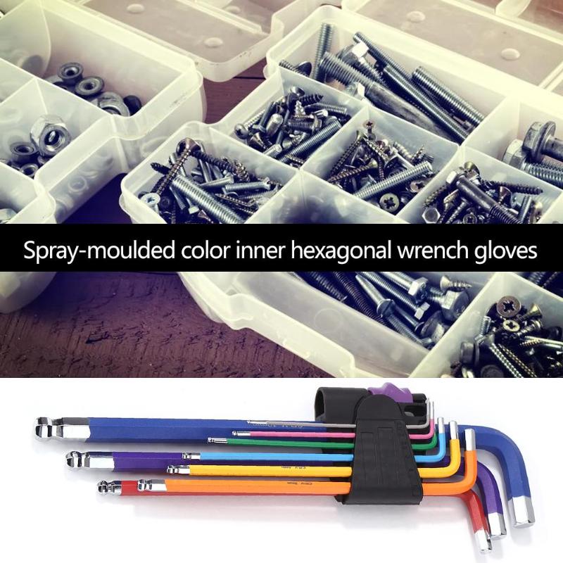 9pcs Allen L Key Wrench Hexagon Torx Star Spanner Anticorrosion Wear-resisting Colour Coding Industry Home Maintenance Tool