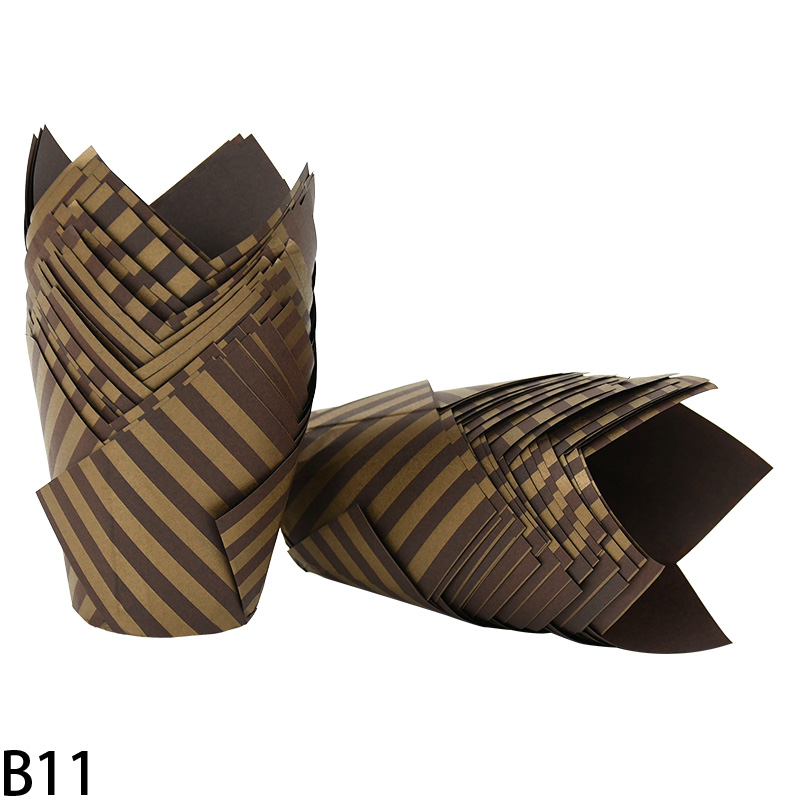 50Pcs Newspaper Style Cupcake Liner Baking Cup For Wedding Party Caissettes Tulip Muffin Cupcake Paper Cup Oilproof Cake Wrapper: green