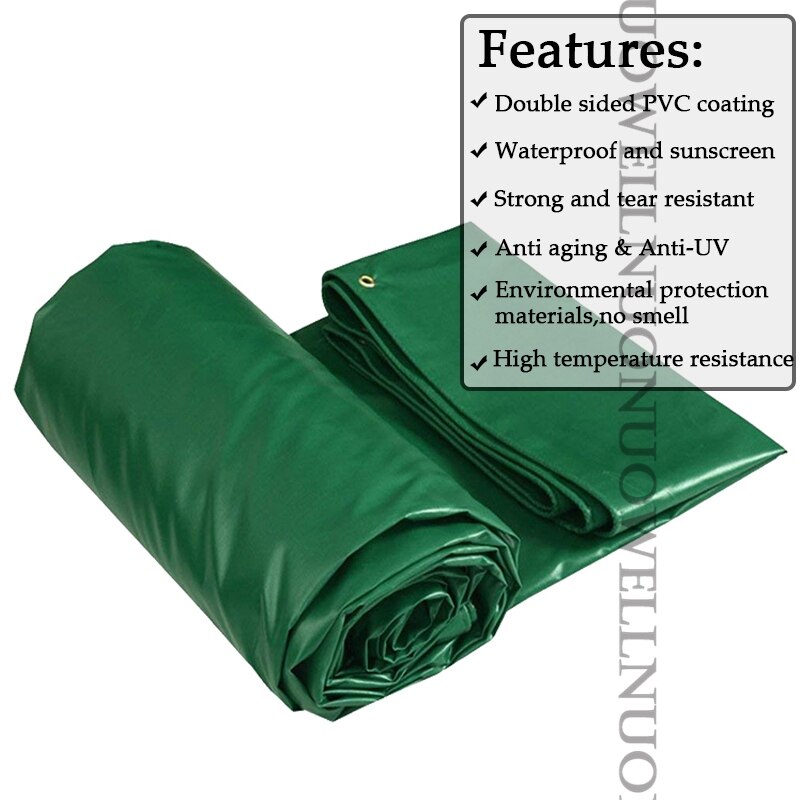 500GSM Dark Green PVC Coated Banner Tarpaulin Outdoor Cargo pile Rainproof Cloth 0.5mm Thicken Animal breeding shed Tarp Cover