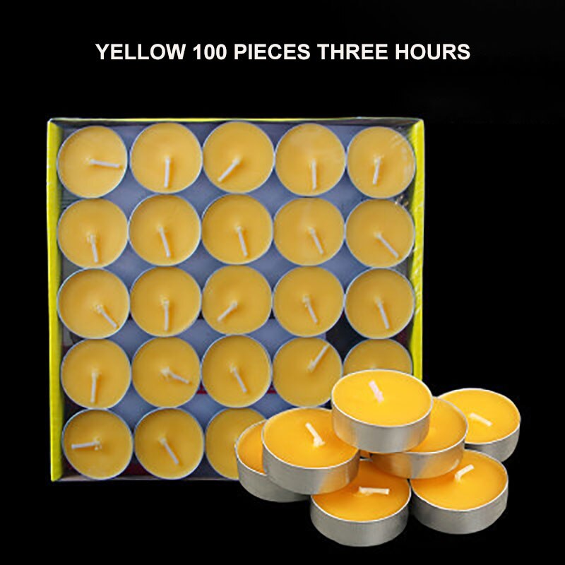Ghee Boter Kaars Natuurlijke Kleurrijke Rode Wax Aromatherapie Drijvende Kaarsen Geurkaars Lont Photophore Gele Kaarsen 10: 1Yellow 100PC 3H