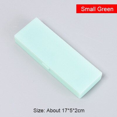 Estuche transparente sencillo para lápices, caja pequeña de plástico para almacenar bolígrafos, material de papelería para aprendizaje y oficina: Small Green