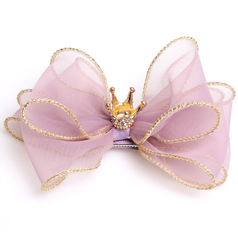 Copricapo a forcina per bambini di moda coreana bella ragazza principessa maglia Bowknot corona Clip di capelli regali di compleanno accessori per capelli: Rosa chiaro