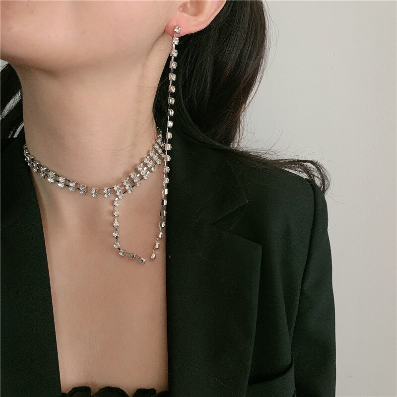 SRCOI Einfache Geometrische mehrschichtig Reihen Strass Kurze Halskette Temperament Kristall Schlüsselbein Kette Frauen Partei Schmuck
