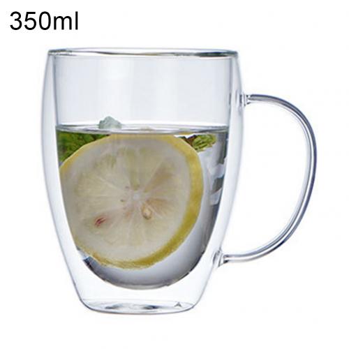 250/350/450ml Maniglia Doppi Strati di Isolamento termico Tazza di Vetro Tè Al Latte Trasparente Tazza fatto a mano Tazza di Birra Tazza tè Whisky Tazze di Vetro effecti: 350ml