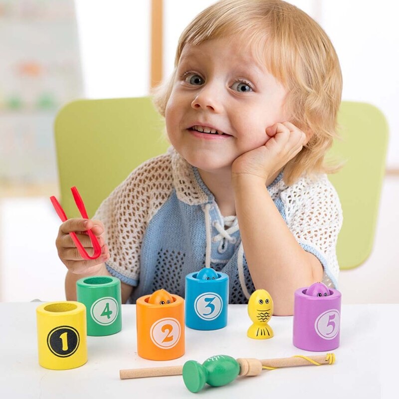 Drewniane zabawki dla dzieci magnetyczne wędkowanie owad łapanie dziecko dzieci gra edukacyjna N1HB