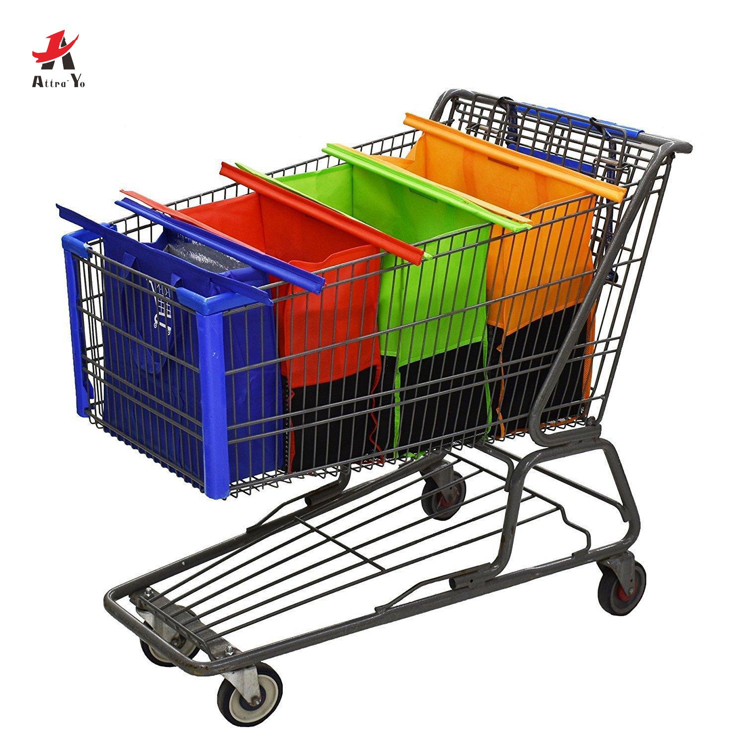 Attra-Yo 4 Stks/set Winkelwagen Trolley Tassen Opvouwbare Herbruikbare Boodschappentas Eco Supermarkt Bag Bolsas