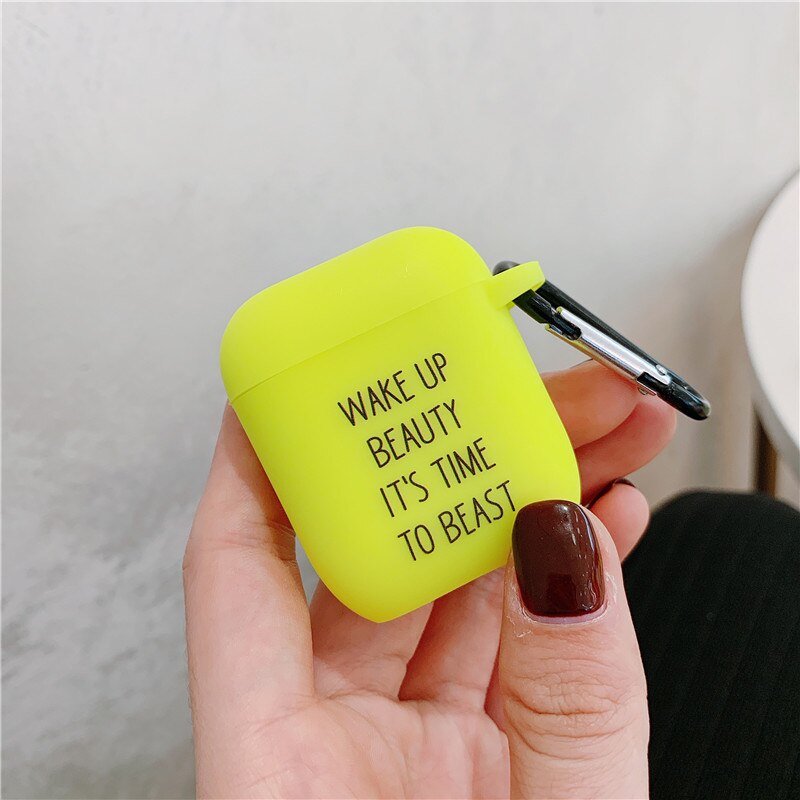 Fluorescent color Simple letter For Airpods Case Cute cartoon Bluetooth Earphone Protective Cover For Airpod 2 soft case: style 11