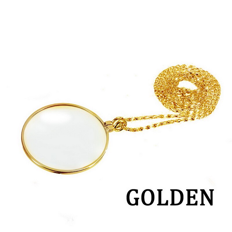 5x loupe pendentif or argent plaqué chaîne collier pour femmes bijoux décoratif Monocle collier: Golden