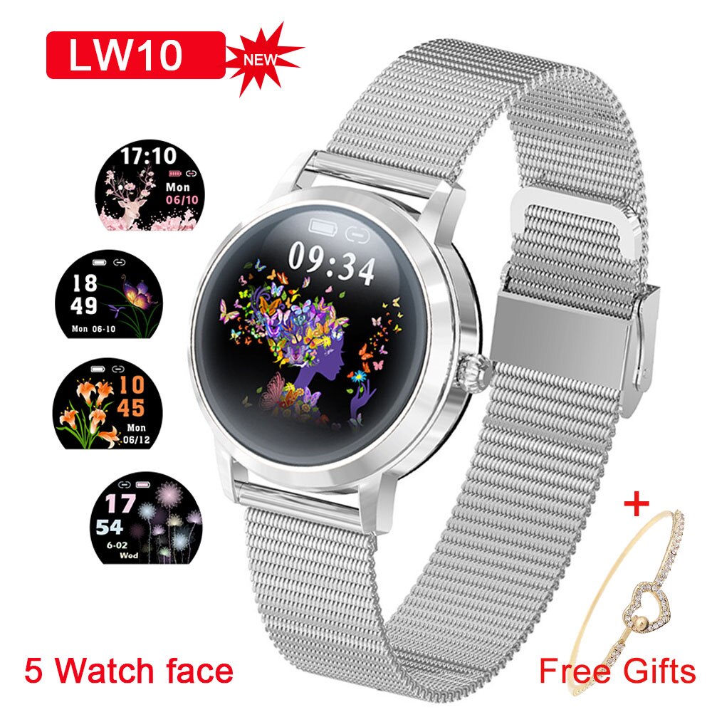 Kw10/kw20 relógio inteligente mulher ip68 à prova dip68 água monitor de freqüência cardíaca pedômetro fitness tracke pulseira relógio de pulso para xiaomi huawei: LW10 Upgrade Silver