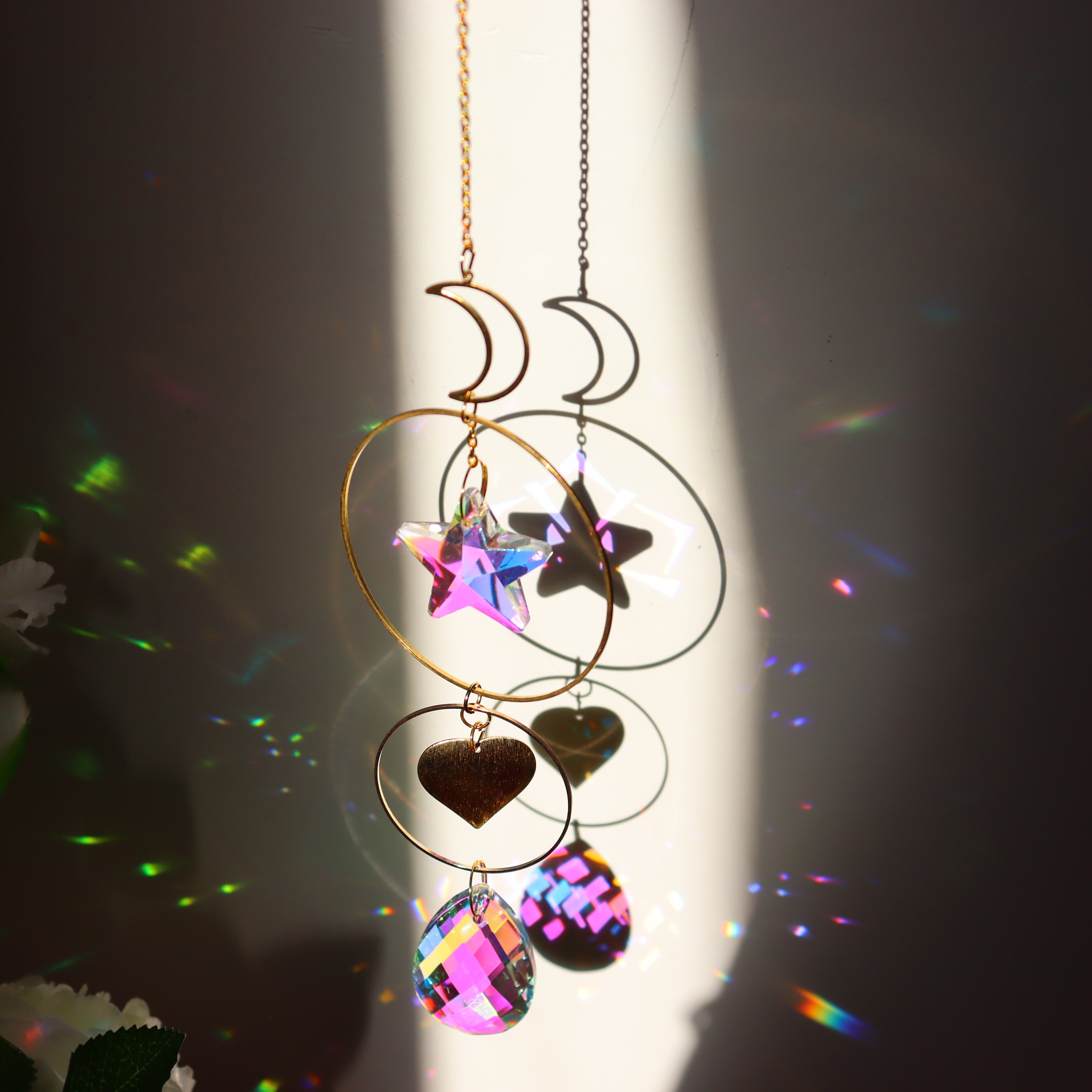 Crystal Suncatcher Regenboog Prisma Tuin Hanger Maan Eenhoorn Licht Chaser Opknoping Venster Home Decoratie Zomer: 38