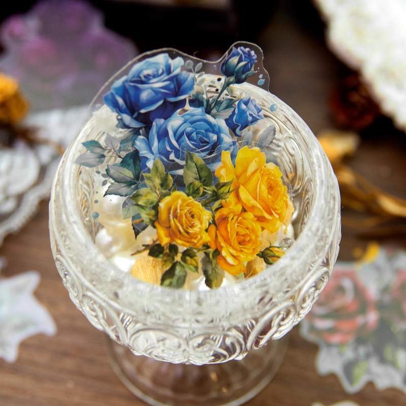 30 Uds. De pegatinas Vintage de flores INS de la aventura de las rosas, etiquetas decorativas para álbum diario, material de álbum de recortes hecho a mano