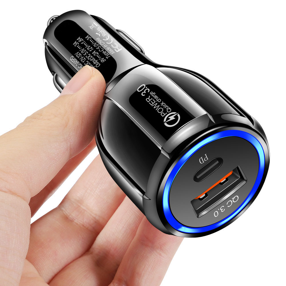 Vaorlo usb-ladegerät  qc3.0, auto-schnellladegerät  pd 15w, schnellladefunktion für mobiltelefone (iphone 11 pro, samsung, huawei, xiaomi): Schwarz