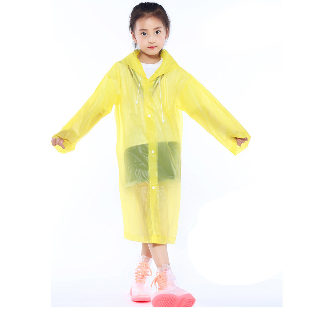 1PC Portable Reusable Raincoats Children Rain Ponchos For 6-12 Years Old Cartoon Raincoat Kids Children Windproof Rain Coat: Yellow