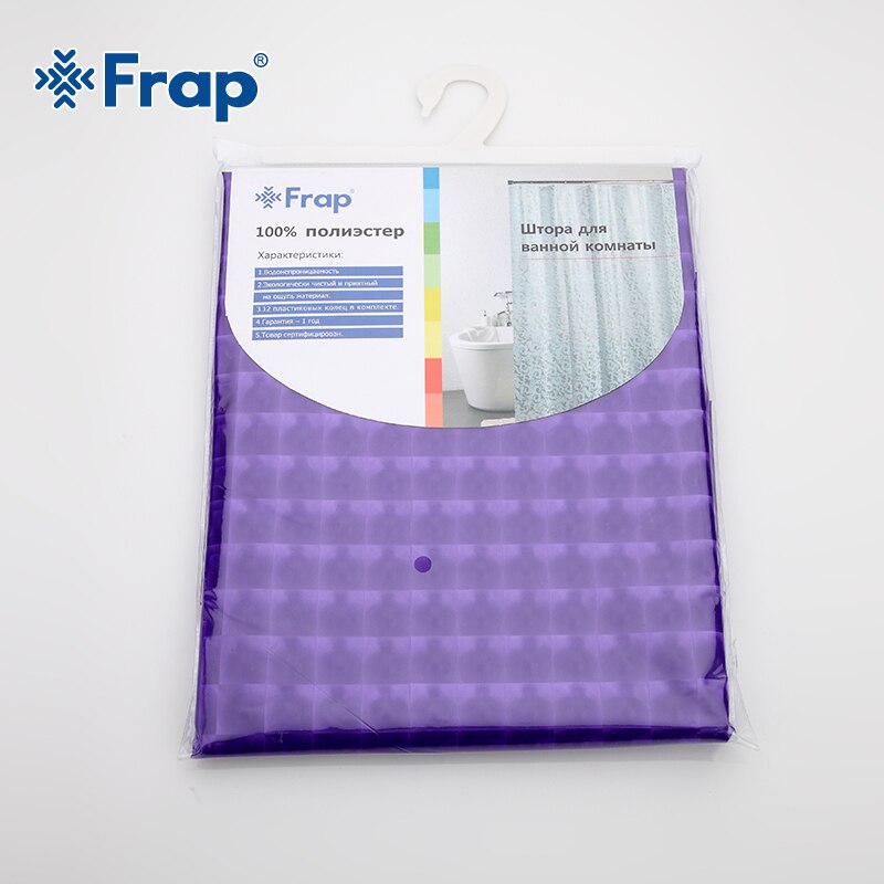 Frap 180*180 cm Plastic PEVA 3d Waterdicht Douchegordijn paars Badkamer Gordijn Luxe Bad Gordijn Met haken F8701 F8751