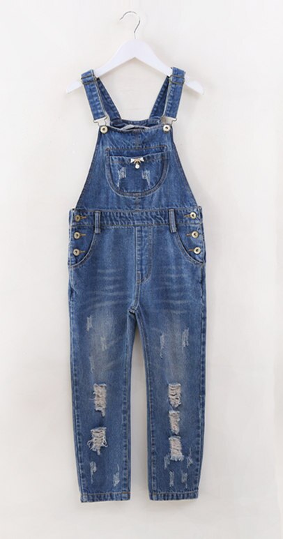 Mono vaquero rasgado para niña, pantalones vaqueros para niño, mono de para adolescente, ropa de otoño, 3, 4, 6, 8, 10, 12: 7