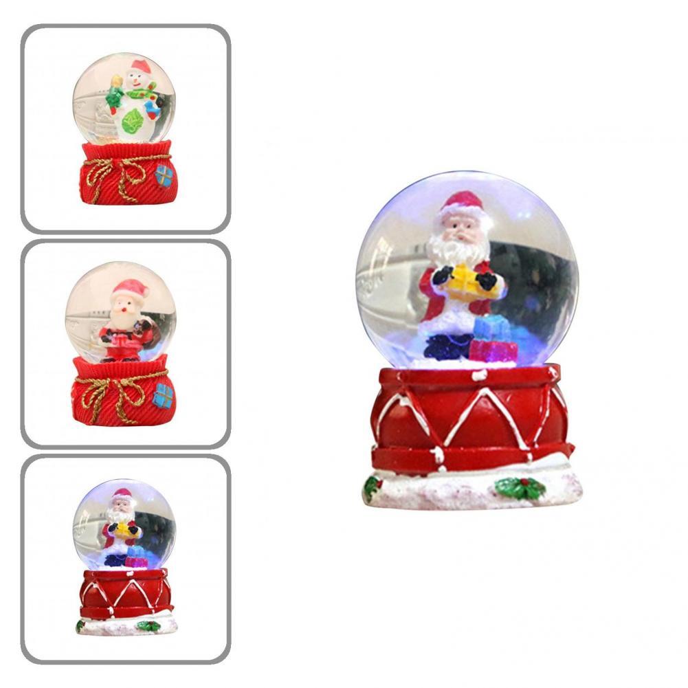 Resin Music Box Crystal Ball Snow Globe Glass Lights Christmas With Speaker Spinning Santa Claus Crafts Desktop Decoration