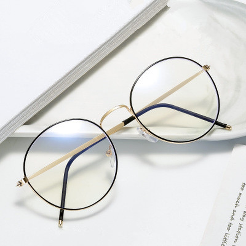 Monture de lunettes rétro Vintage en métal rond pour hommes et femmes, Anti-lumière bleue, Anti-rayons, montures pour les yeux, lunettes à verres transparents