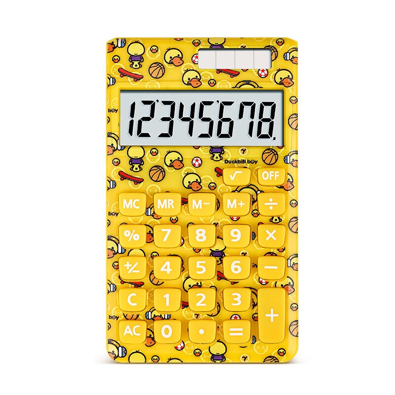 Candy Kleur Leuke Calculator Solar 8 Bit Mini Draagbare Student Computer Met Groot Scherm Kleine Business Supplies: yellow duck