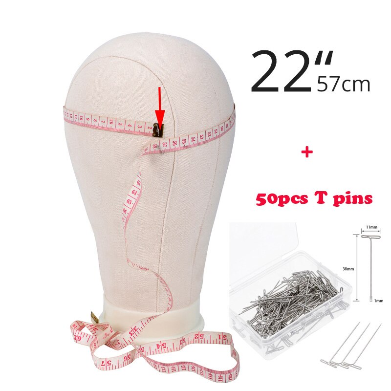 Plussign 11 PCS Wig Making Kit Canvas Block Head With Stand Mannequin Head Diy Styling Making Tools Heads Manequin: 22 Inch and T Pins