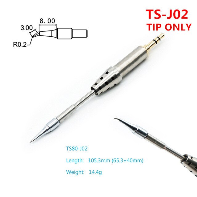 MINI estación de soldadura Digital TS80 QC3.0 USB tipo C OLED TS K4 D25 B02 J02 BC02, juego de herramientas, bolsa de almacenamiento con enchufe de EE. UU. Y UE: TS-J02 TIP ONLY