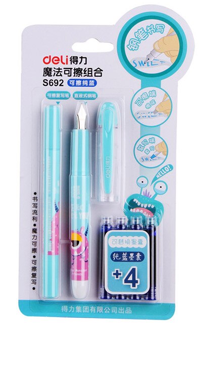 Deli pen Candy Fountain pen writing stationery blue ink pen school & business supplies for kid writing tools: s692 blue