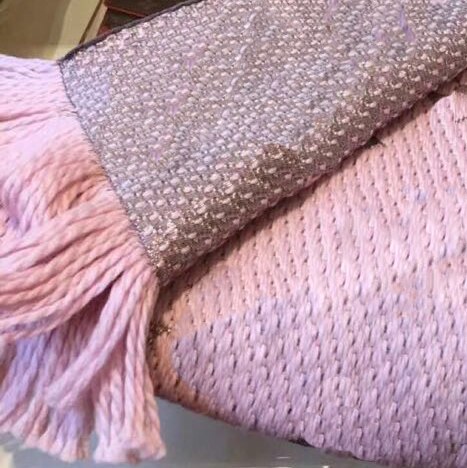 Mærke kvinder vinter tørklæde stribet ensfarvet bomuldsuld lang tørklæde: Lyserød