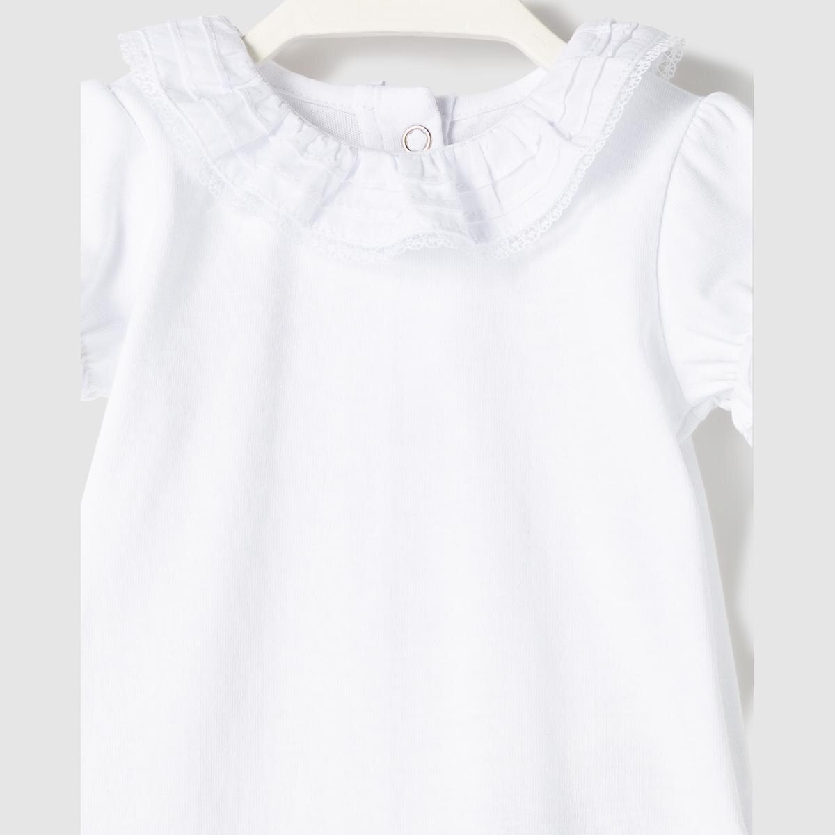 Unit - Body de recién nacido blanco con cuello volante y mangas cortas. Ropa para niños y niñas: 18 meses