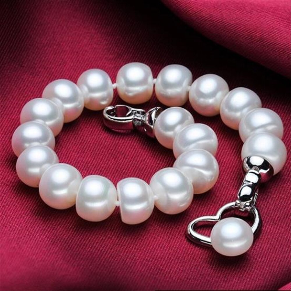 YKNRBPH Women's Exquisite Pearl Bracelet S925 Sterling Silver Bride Weddings Jewelry Charm Bracelets