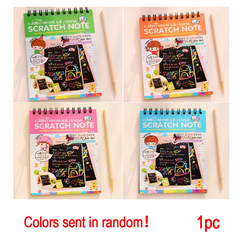 Couleur magique Rayures carnet de Notes Papier Noir BRICOLAGE DESSIN Jouets Gratter Peinture Enfant Doodle