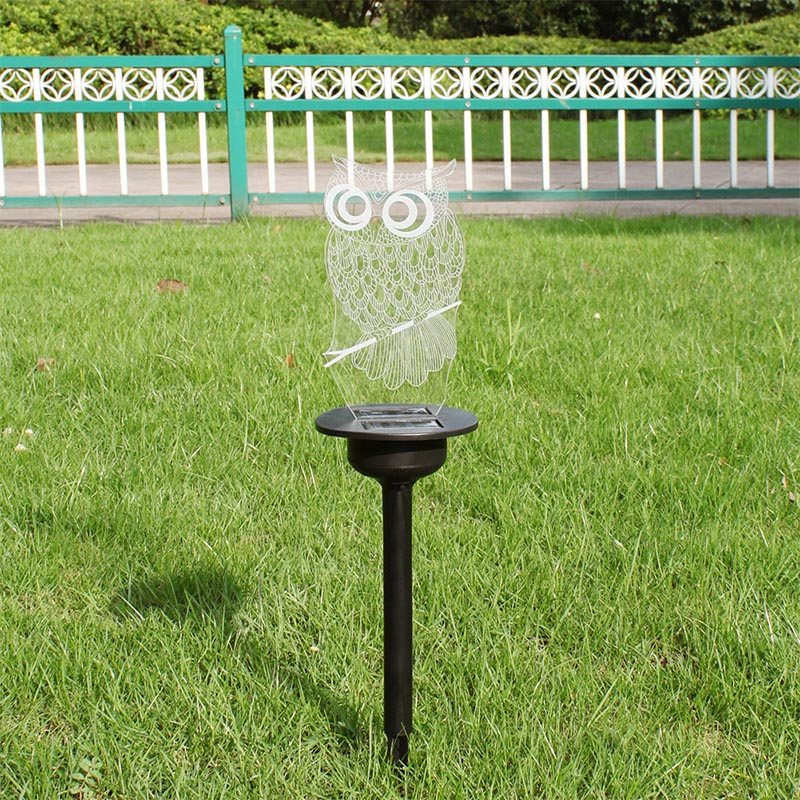 Solar Powered LED Light Transparent Acrylic Outdoor Garden Lawn Pathway Landscape Lamp D6: Owl