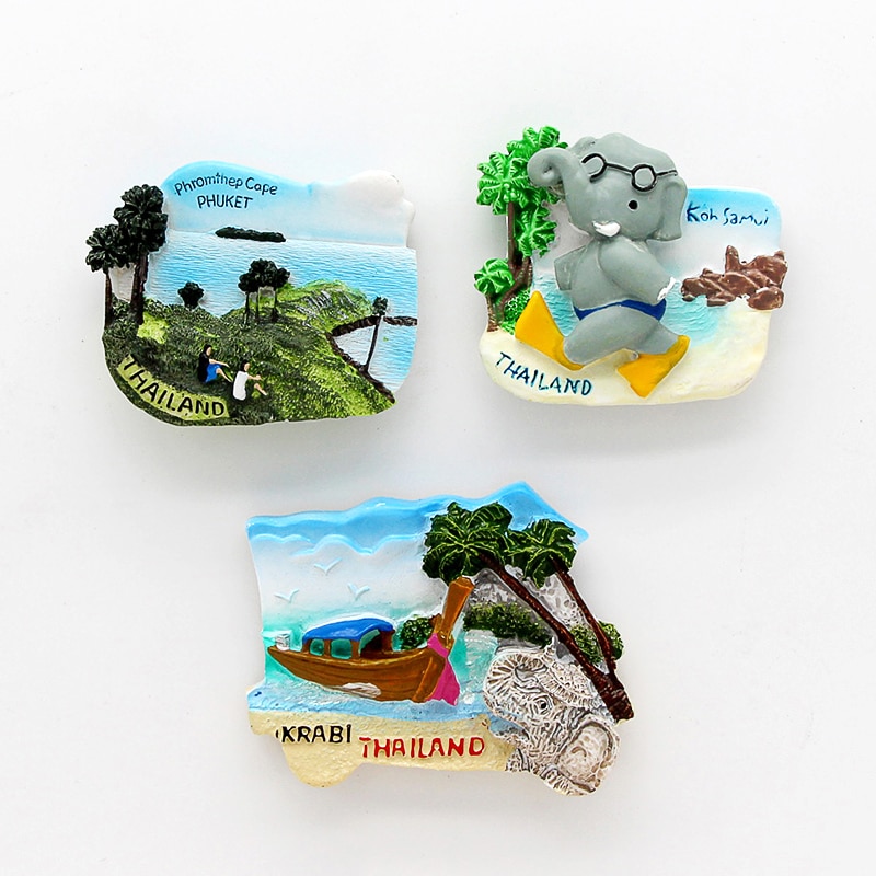 Thailand Pattaya elephant Shrimp soup 3D magnetic refrigerator paste souvenir Bangkok fridge magnets Collection home decoration