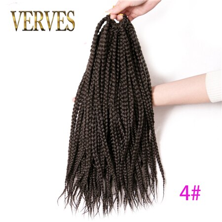 VERVES Box Braids Hair Synthetic 6 pack 14 inch and 18 inch Crochet Hair Extensions 22 Strands/pack Ombre Braiding Hair Braids: #4