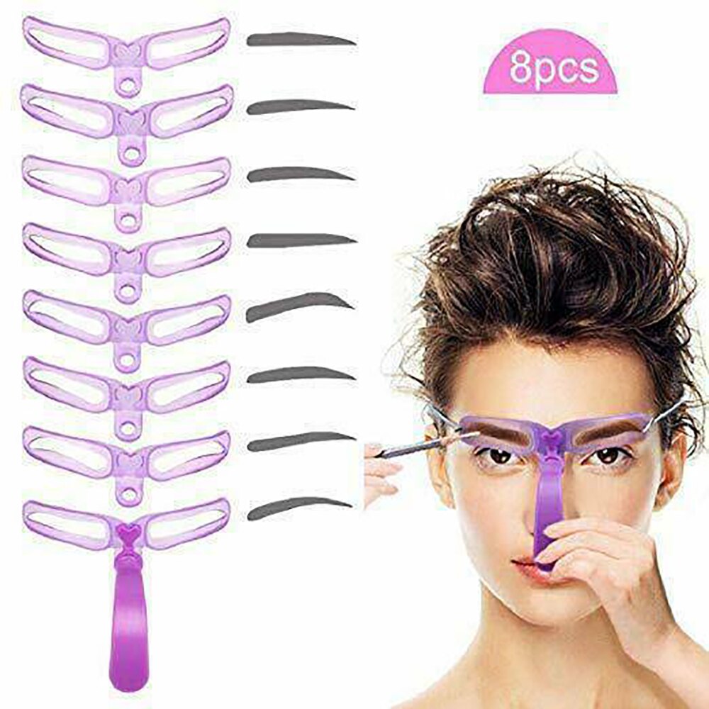 8pcs Eyebrow Shaper Eyebrow Shaping Stencils Makeup Template Reusable Eyebrow Grooming Shaping Stencil Kit